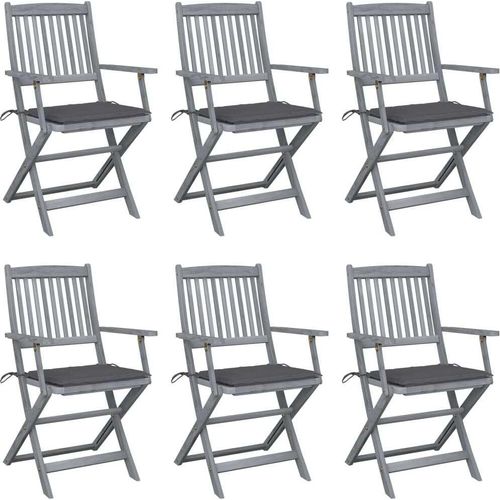 Ankonbej Klappbare Gartenstühle 6 Stk. mit Sitzkissen Massivholz Akazie