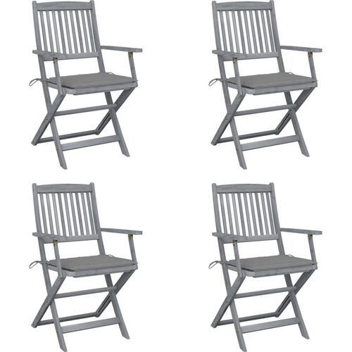Ankonbej Klappbare Gartenstühle 4 Stk. mit Sitzkissen Massivholz Akazie