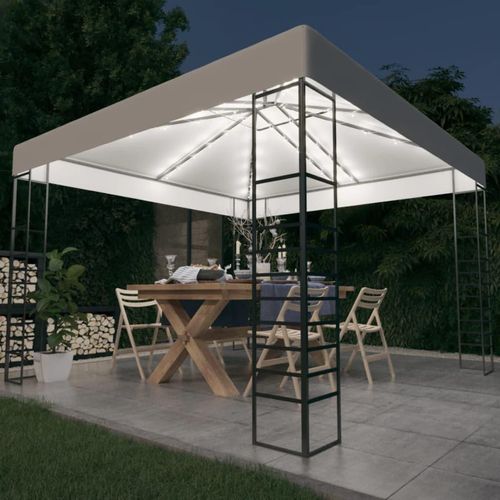 Ankonbej Gartenzelt mit LED-Lichterkette 3x3 m Weiß