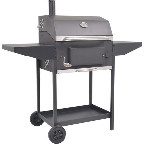 Ankonbej Holzkohlegrill Smoker mit Ablage Schwarz