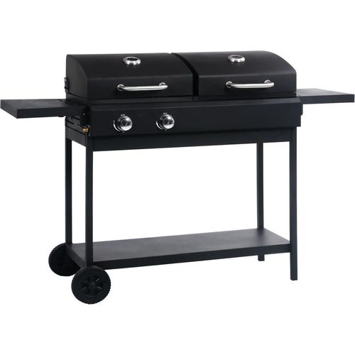 Ankonbej Gas- und Holzkohle-Grill mit 2 Brennern