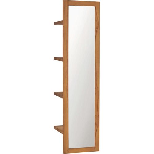 Ankonbej Wandspiegel mit Regalen 30×30×120 cm Teak Massivholz