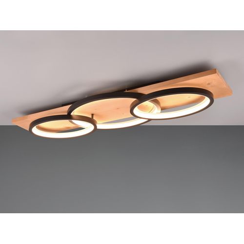 LED Deckenleuchte BARCA dimmbar Holz Breite 101cm Schwarz