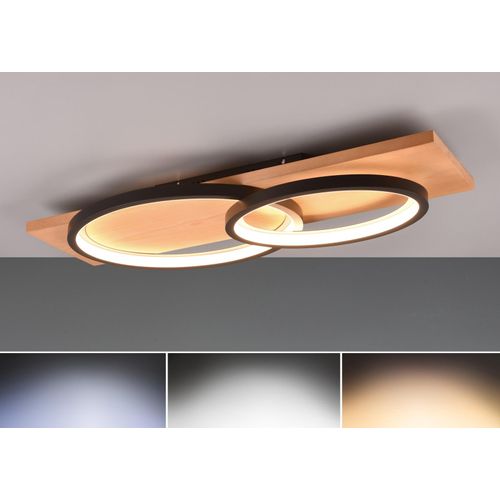 LED Deckenleuchte BARCA dimmbar Holz Breite 75cm Schwarz