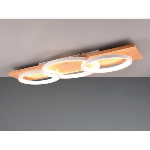 LED Deckenleuchte BARCA dimmbar Holz Breite 101cm Weiß