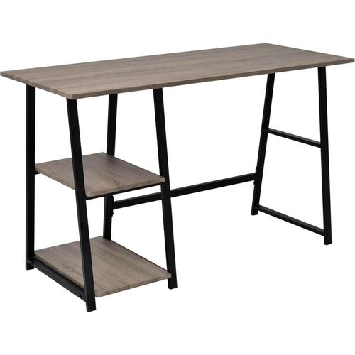 Ankonbej Schreibtisch mit 2 Regalen Grau und Eiche