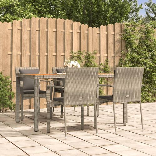 Ankonbej 5-tlg. Garten-Essgruppe mit Kissen Grau Poly Rattan Image