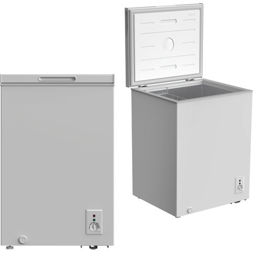 YUNA FROSTER 100E Serebro Gefriertruhe, 99 Liter, Silber, DUAL Modus Gefrieren oder Kühlen, Inklusive Drahtkorb