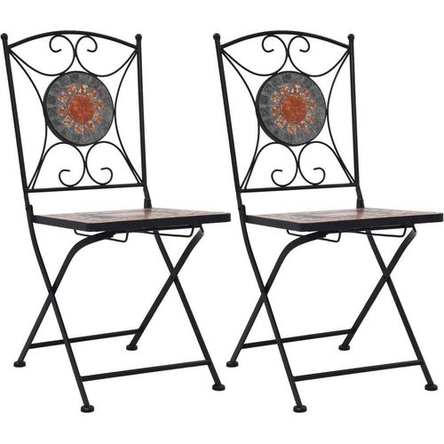 Ankonbej Mosaik-Bistrostühle 2 Stk. Orange / Grau