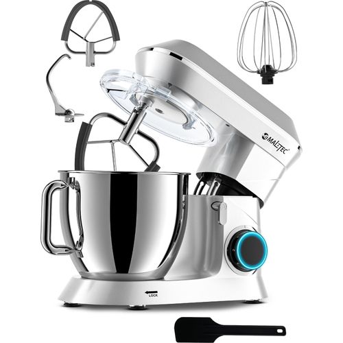 Küchenmaschine Edenstahl Rührmaschine MaltecChef 2200W Schlagen Kneten Bearbeiten Mischen SILBER große Schüssel 6,5L