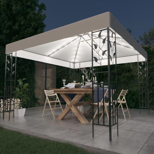 Ankonbej Pavillon mit LED-Lichterkette 3x3 m Weiß