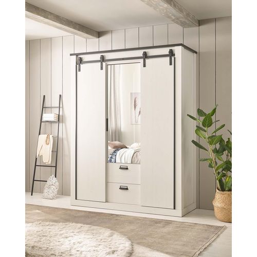 Kleiderschrank Sherwood 83 - Anthrazit / Pinie Weiß