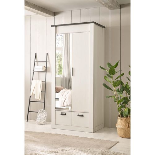 Kleiderschrank Sherwood 82 - Anthrazit / Pinie Weiß