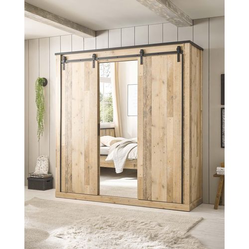 Kleiderschrank Sherwood 84 - Anthrazit / Old Style hell