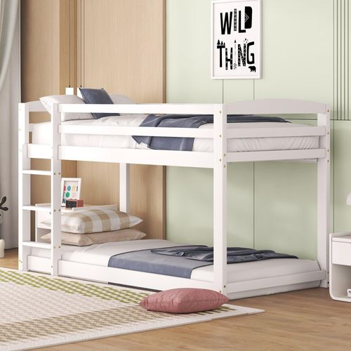 Weiß 90x200cm Kinderbett Etagenbett Rahmen aus massiver Kiefer (Ohne Matratze)