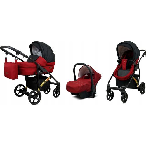 BabyLux® EcoLux | 3in1 Kinderwagen Bambimo | Chili | Kombikinderwagen | Kinderwagenset | Buggy + Babywanne + Autositz / Auto-Babyschale