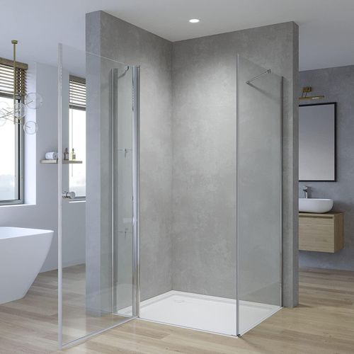 Duschkabine Eckeinstieg Eckdusche mit Duschablage 90x110x197cm 6 mm ESG mit NANO-Beschichtung
