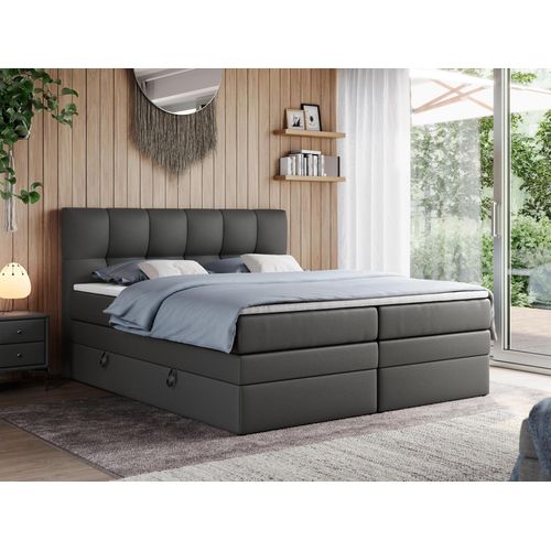Boxspringbett mit Doppelmatratze - ALVIN-KING - 120x200cm - Dunkelgrau - H3