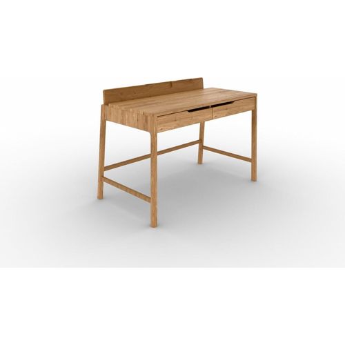 Schreibtisch Swig aus Wildeiche massiv geölt 120x65 cm mit 2 Schubladen