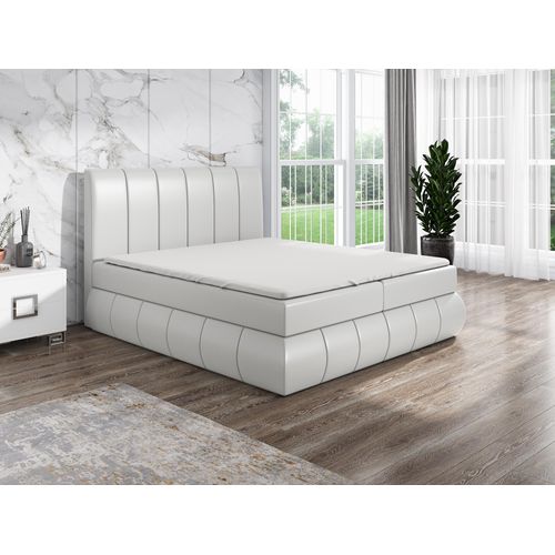 Boxspringbett EZRA 120x200 mit 2 Bettkästen, Bonell-Matratze und Topper. Dekorative Stifte an den Seiten der Kopfstütze. Bett Komplett-Set mit Matratze,Bettkasten & Kopfteil. Stoff Eko Cayenne. Elegantes Bett mit massives Kopfteil.