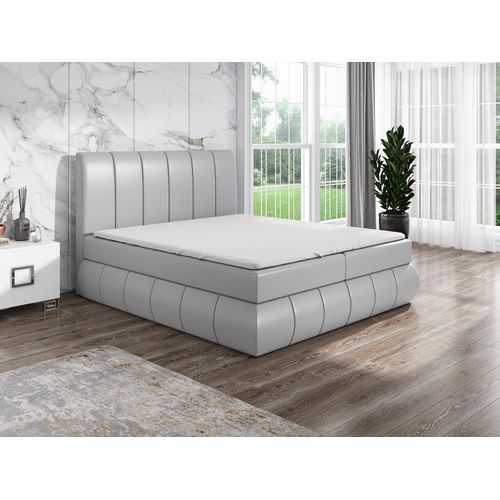 Boxspringbett EZRA 160x200 mit 2 Bettkästen, Bonell-Matratze und Topper. Dekorative Stifte an den Seiten der Kopfstütze. Bett Komplett-Set mit Matratze,Bettkasten & Kopfteil. Stoff Eko Cayenne. Elegantes Bett mit massives Kopfteil.