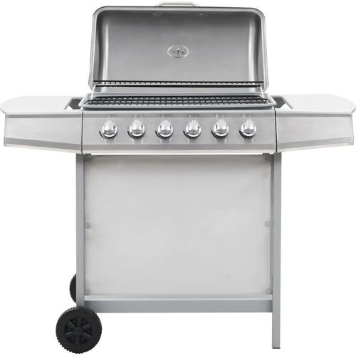 Gasgrill mit 6 Brennern Edelstahl Silbern , Holzkohlegrills Design 2024