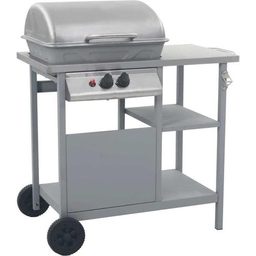 Gasgrill mit Beistelltisch auf 3 Ebenen Silbern , Holzkohlegrills Design 2024
