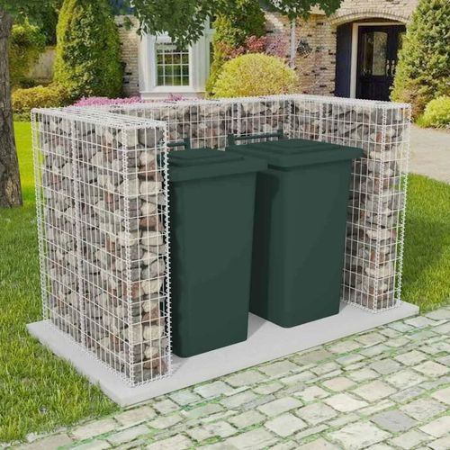 Gabionen-Mülltonnenverkleidung für 2 Tonnen Stahl 180x100x120cm , Mülltonnenboxen Design 2024