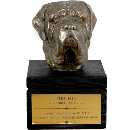 Mastiff, englischer Mastiff - eine Urne mit Gravur und Hundeskulptur, letzter Abschied, handgefertigtes Produkt der Marke Art-Dog
