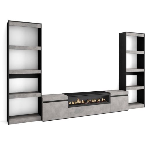 Wohnwand Wohnzimmer, 320x35x186cm, Für TV-Geräte bis zu 80