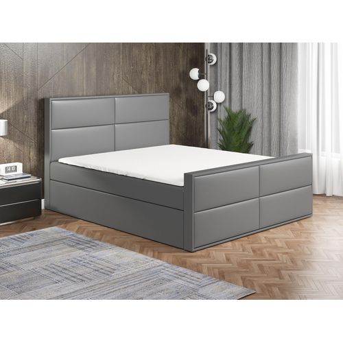 Boxspringbett HILD 200 x 200 mit 2 Bettkästen, Bonell-Matratze und Topper. Farbe: Dunkelgrau