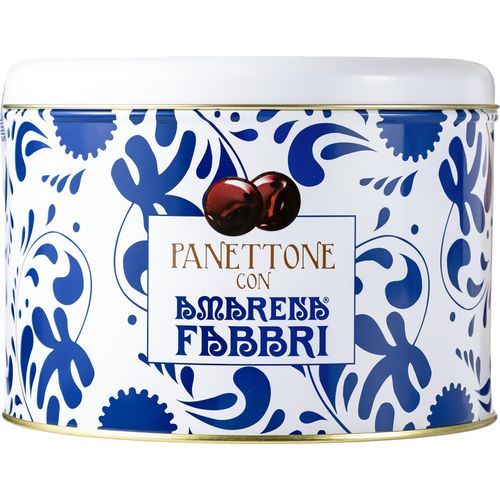 Food-United PANETTONE-HEFESTOLLEN AMARENA FABBRI 1905 12x500g Dose Geschenk-Box - mit halb-kandierten Amarenakirschen - Weihnachtskuchen aus Italien - ohne Aroma- Farb- & Konservierungsmittel