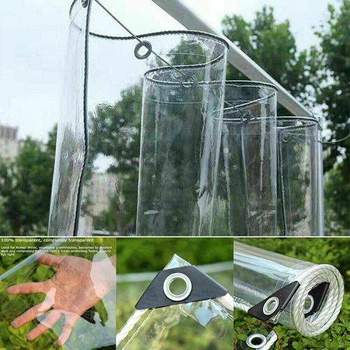 Wasserdichte Klare PVC Plane Tarps Pflanzenschutz Regen-Vorhänge Abdeckplane, 3m x4m Schutzplane Für Gartenmöbel, Kältebeständig, Regenfest, Frostschutzmittel