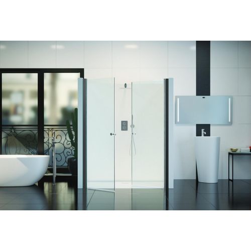 Glasplatte24 75x195cm Nischendusche in Klar ESG, Nano Glas Duschtür, Justiermöglichkeit +5cm