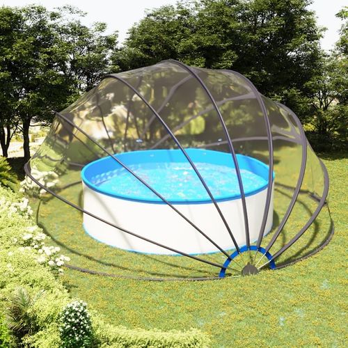 Transparente Schwimmbadüberdachung aus faltbarem PVC, sonnen- und regenfest, 530 x 410 x 205 cm