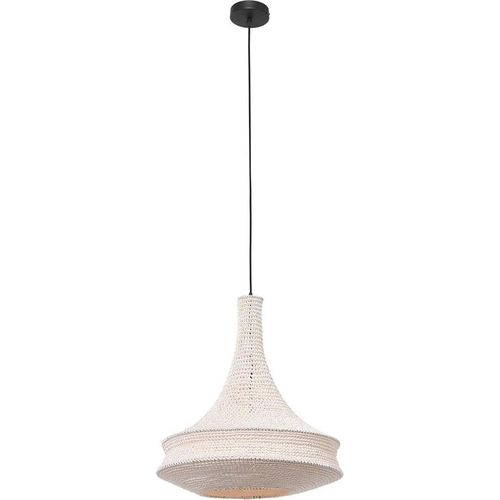 Hängeleuchte, Geflecht, weiß, H 155 cm
