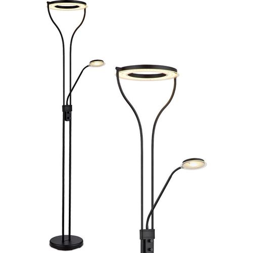 LED Deckenfluter, Schwarz, Dimmer, Lesespot, H 194 cm