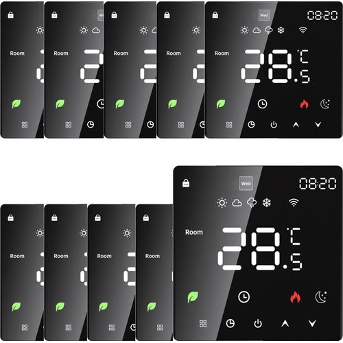 10X Digital LCD Raumthermostat Thermostat Wandthermostat Unterputz Fussbodenheizung fuer Warmwasserbereitung/Boiler mit woechentlich programmierbarer Funktion,Schwarz