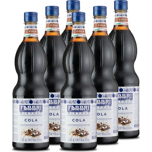 Food-United MIXYBAR-COLA-FABBRI Sirup-Mix 6x1L PET-Flasche - Sciroppo Di Cola Italien - ohne Konservierungsmittel - Getränkesirup geeignet für Cocktails & Soft-Drinks - Getränke mit & ohne Alkohol oder für Cuba-Libre Gin Rum Liköre Spirituosen - auch f