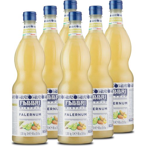 Food-United MIXYBAR-FALERNUM-FABBRI Sirup 6x1L PET-Flasche - Sciroppo Di Falernum Italien - ohne Aroma- Farb- & Konservierungsmittel geeignet für Cocktail mit und ohne Alkohol oder für karibische tropische Getränke - oder auch für Cocktail-Bars Mai-Tai