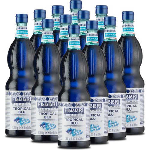 Food-United MIXYBAR-TROPICALBLU-FABBRI Sirup-Mix 12x1L PET-Flasche - Sciroppo Blu Tropicale Italien - ohne Aroma- Farb- & Konservierungsmittel geeignet für Cocktails & Drinks mit & ohne Alkohol oder für Gin Rum Liköre Spirituosen - passend für Cocktail-