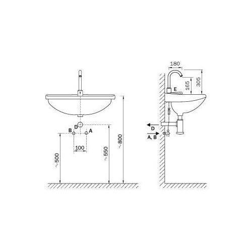 AUM 12 automatische Thermostat Waschtischbatterie Netzbetrieb / Batteriebetrieb AUM 12.TV, AUM 12.TVB, Modell:Batteriebetrieb