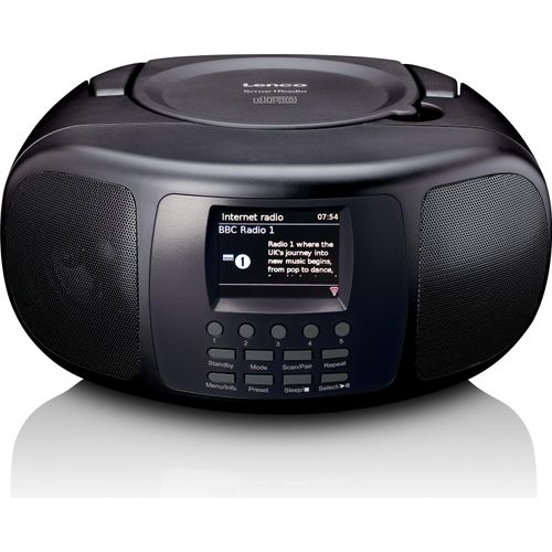 Lenco SCD-6000BK - Tragbares Internetradio mit DAB+/FM, Bluetooth®, CD-Player und großem LCD-Farbdisplay - Schwarz