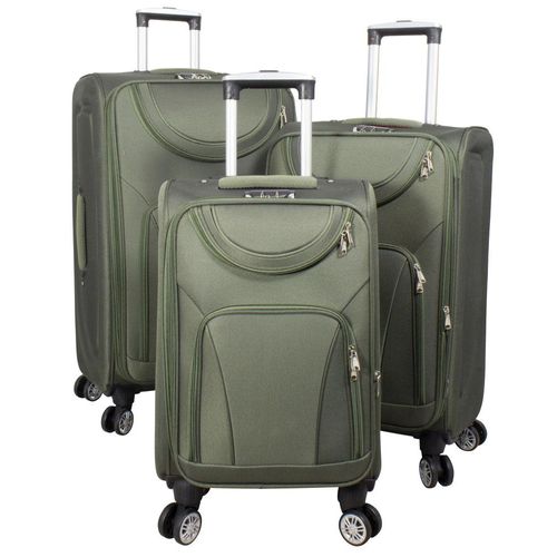 Nylon Kofferset 3tlg Maribor grün Trolley Weichgepäck 4 Rollen Koffer S, M und L