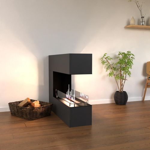 GLOW FIRE Ethanol Kamin 'Oakland mini' | Ethanolofen in Grau mit 3 Std. Brenndauer und 3 KW Heizleistung | BxHxT: 110x90x30 cm