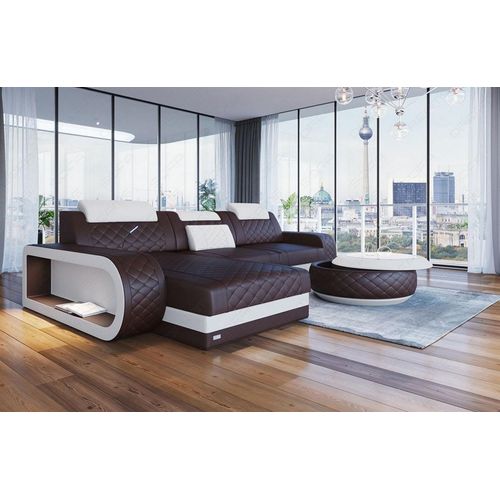 Ecksofa Berlin Ledersofa in Kunst-Echtleder Mix