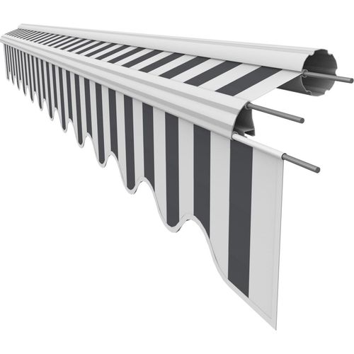 VANA Markisenstoff mit Volant für 3,5 x 3 m Markisen Markisenersatzstoff fertig genäht Maße Bespannung 3,38 x 3 m Volant 3,38 x 0,21 m Design SPD023