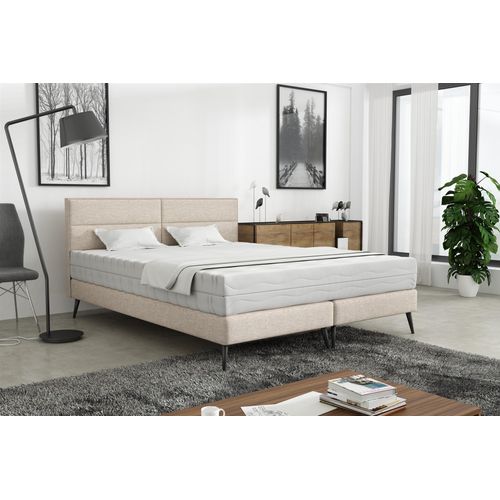 Polsterbett Doppelbett BERGAMO 140x200cm Komplettset Stoff Gemma Beige