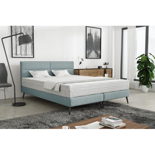 Polsterbett Doppelbett BERGAMO 160x200cm Stoff Gemma Eisblau ohne Matratze