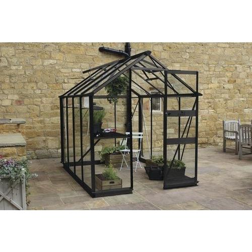 Gewächshaus Halls Burford 610 3 mm Sicherheitsglas mit Fundament 317x194 cm schwarz
